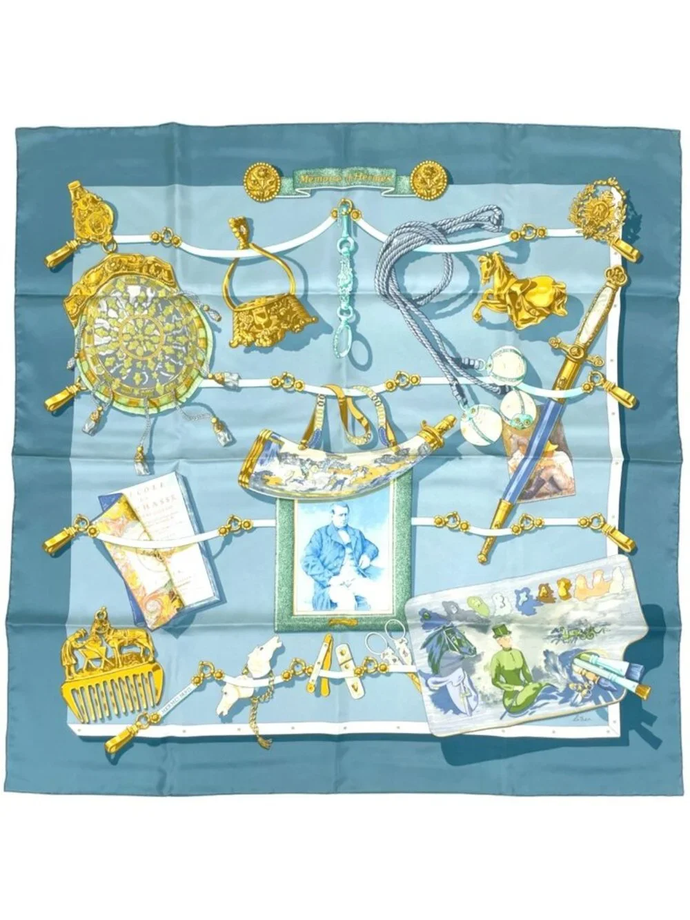 Hermes Carre 90 Memoire D'hermes Scarf Memories of Silk Blue Multicolor